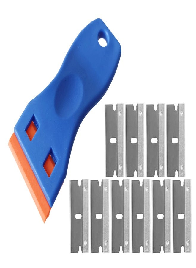 Inditrust أداة كشط محمولة من إنديتراست ومجموعة من 10 شفرات إضافية لإزالة الملصقات والطلاء والشارات من الزجاج وأسطح المواقد - Image 1